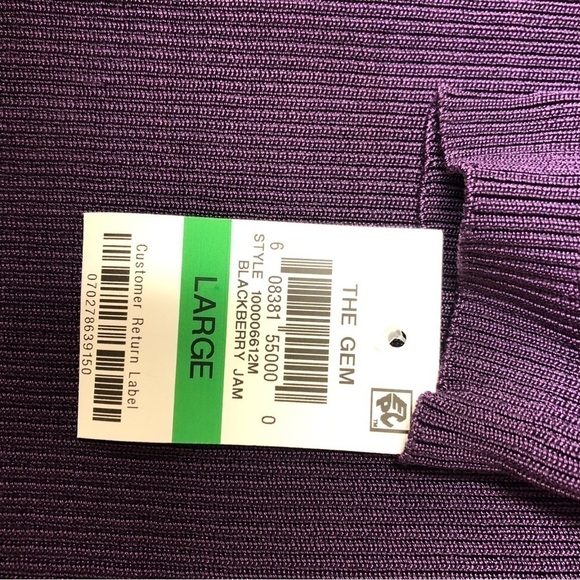 INC International Concepts Purple Ribbed Mock Neck Puff Sleeve Size L NWT - Picture 7 of 7